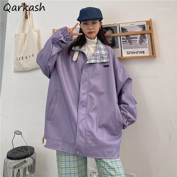 

women's jackets basic women candy color young students ulzzang streetwear loose stand collar cool korean retro leisure outwear female, Black;brown
