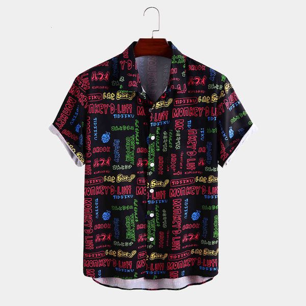 

men's casual shirts european and american fun letter printed shirt, cotton lapel short-sleeved shirt t0709 7fsd, White;black