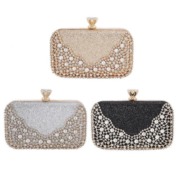 

school bags 2021 hollowed out diamond inlaid dinner bag cheongsam water banquet evening single shoulder bridal