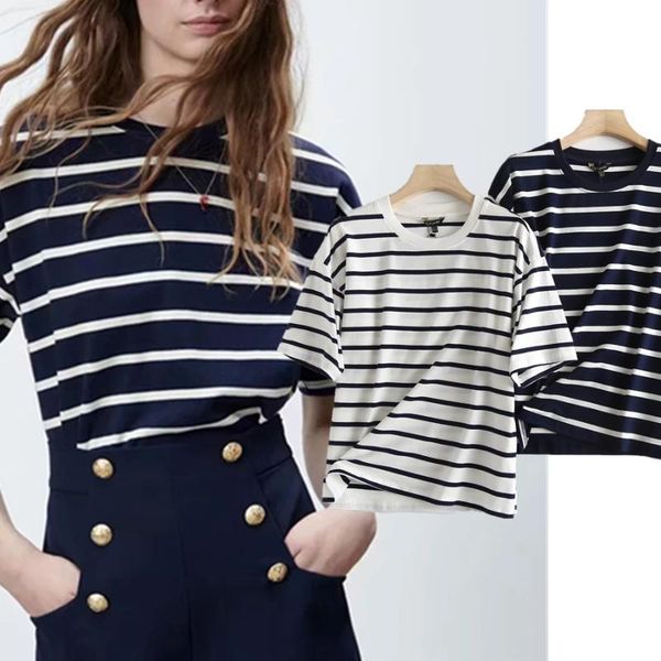 

women's t-shirt maxbuttiwithered ins harajuku tshirt high street o-neck vintage striped boyfriend summer women camisetas verano mujer, White