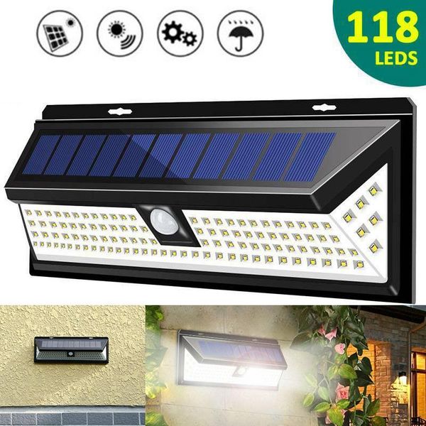 

solar lamps 118 led powered motion sensor lamp home security waterproof pir wall light for outdoor garden yard