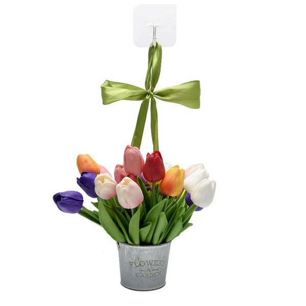 

decorative flowers & wreaths wall art with iron bucket colorful romantic artificial home window flower wreath front door spring decoration y