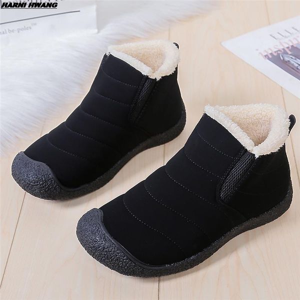 

boots 2021 winter women snow shoes flat casual bread ankle for plus size couple 35-46, Black