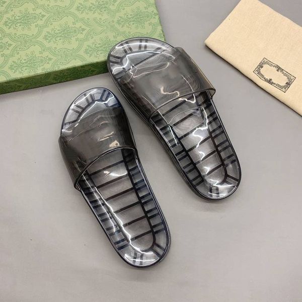 

beach transparent slippers slide classic flat woman slippers summer lady cartoon big head slippers leather bath fashion men man women shoes, Black