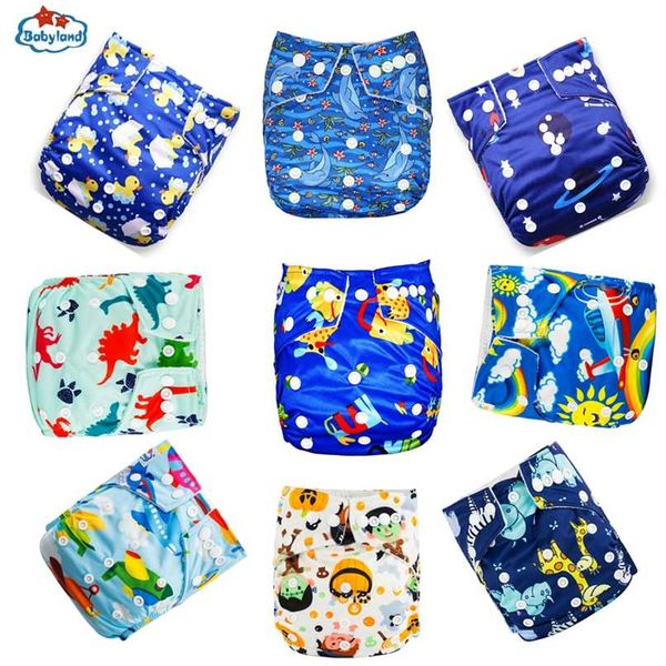 Babyland Bbay Fraldas de Pano 9 pçs/lote Fraldas Laváveis Reutilizáveis Fraldas de Bolso para Bebês Evitar Vazamento Impermeável 3-15kg Dia Noite 211028