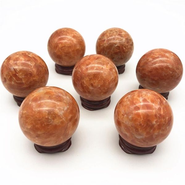 

decorative objects & figurines natural sunstone crystal ball for home decoration 1pc