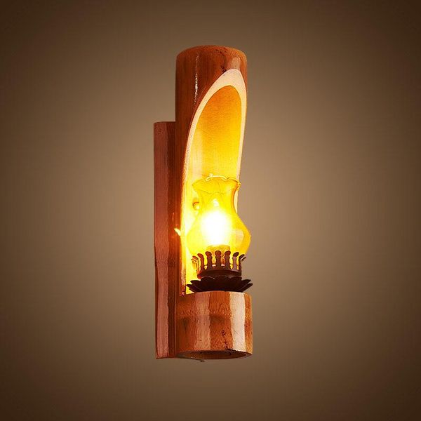 

retro indoor outdoor led wall light wood +glass shade with e14 candle bulb, industrial lamp antique sconce lights bedroom lamps