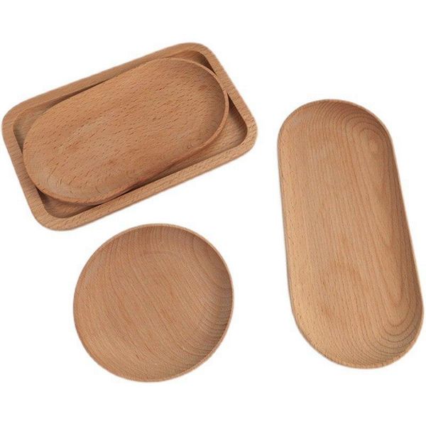 

dishes & plates wood serving plate square round dessert tray fruit cake snack candy platter wooden bowls