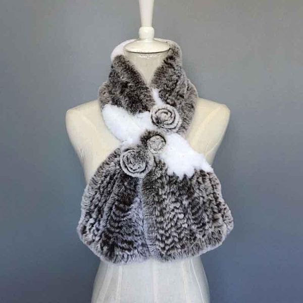 

scarves jkp 2021 real natural skin female long scarf ears warm russian furry fashion woven bib, Blue;gray