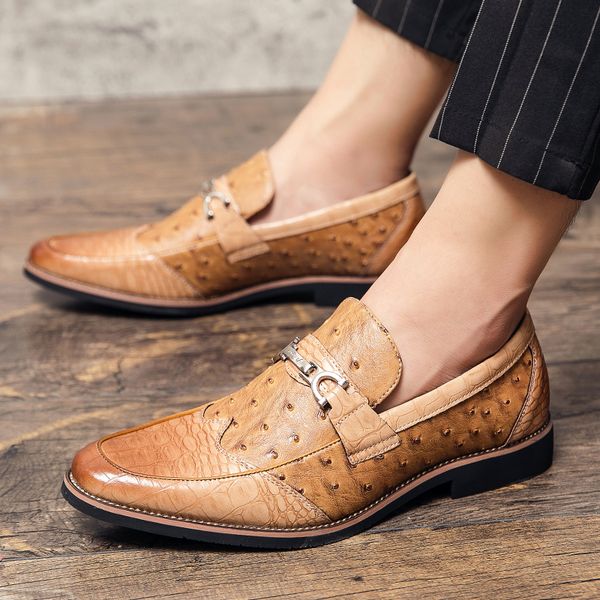 

retro fashion yellow patent leather patchwork loafers for mens casual moccasins oxfords wedding dress shoes party driving flats, Black