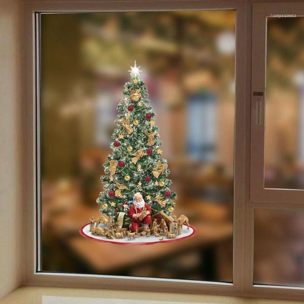 

pvc christmas window stickers wall art shop ornament electrostatic waterproof festival decor sticker happy year11