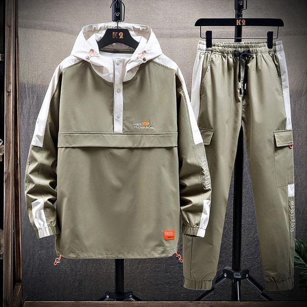 

outfit set autumn hoodie sports men tracksuit trousers youth trend handsome fashion two piece streetwear, Gray