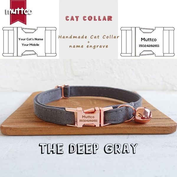 

cat collars & leads muttco retailing handmade engraved metal buckle collar the deep gray design 2 sizes ucc025m