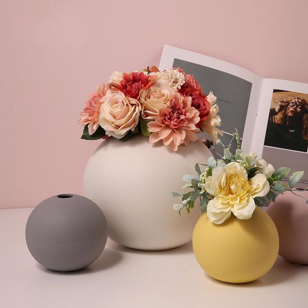 

round vase home decoration ornaments ceramic table accessories flower wedding modern european style white vases