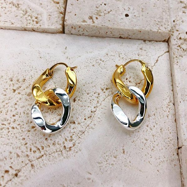 

dangle & chandelier gold and silver two-color chain earrings female european american temperament fashion jewelry tide wholesale