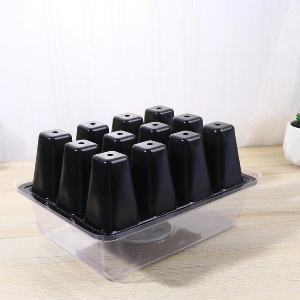

planters & pots 2 sets of breathable 12 cells trays plant flower grow starting nursery pot planter (black)