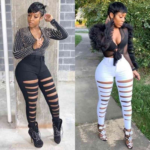 

distressed women denim pants high waist skinny zipper up pencil jeans summer solid white jeans workout cargo pants trousers, Blue