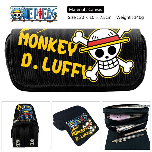 

wallets monkey d luffy one piece law skull canvas zipper pencil wallet purse bags boy bog girl students, Red;black