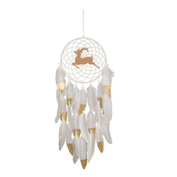 

decorative objects & figurines christmas dream catcher handmade xmas elk dreamcatcher with feathers wall hanging decoration home pendant