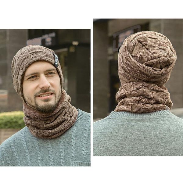 

winter men scarf knitted hat warm baggy hats for women outdoor sport camping hiking, Black;white