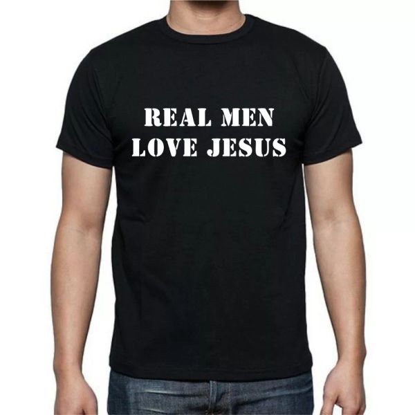

real men love jesus god t shirt tee religion lord him, White;black