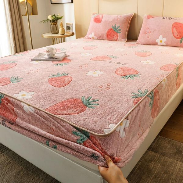 

sheets & sets bed linen elastic fitted sheet home 100% polyester queen king full mattress cover soft warm kids bedspread no case