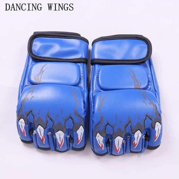 

mittens black/white pu leather half finger boxing gloves guantes de vv0q, Blue;gray