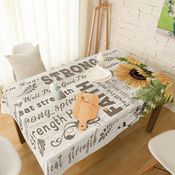 

table cloth sunflower text wood board texture print dining chair cover kitchen tablecloth modern home decor manteles