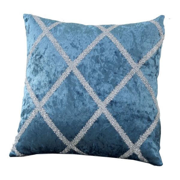 

cushion/decorative pillow european modern simple cover blue geometric velvet cushion high grade home comfortable backrest