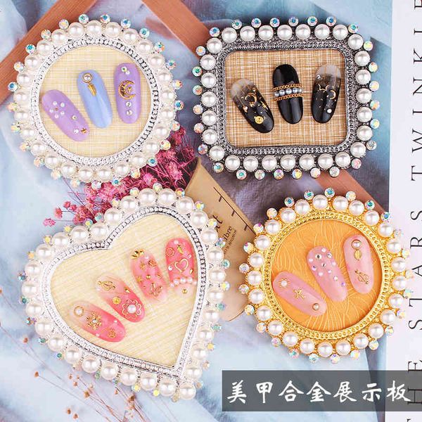 

pearl board alloy rack finished nail piece display tool po frame for manicure shop