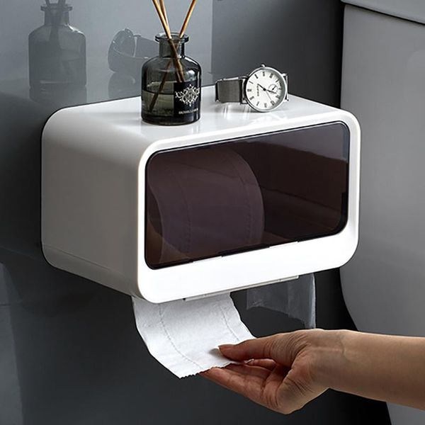 

tissue boxes & napkins transparent wall-mounted box storage rack toilet paper bathroom waterproof kitchen