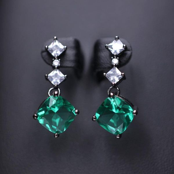 

stud 2021 fashion jewelry geometric cubic zircon crystal charm earrings for women gift female wedding earring wholesale, Golden;silver