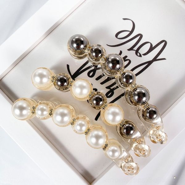 

n1t0 barrettes clips korean pearl banana horsetail twist hairpin vertical banana vertical clip headdress small fragrance hairpin, Golden;silver
