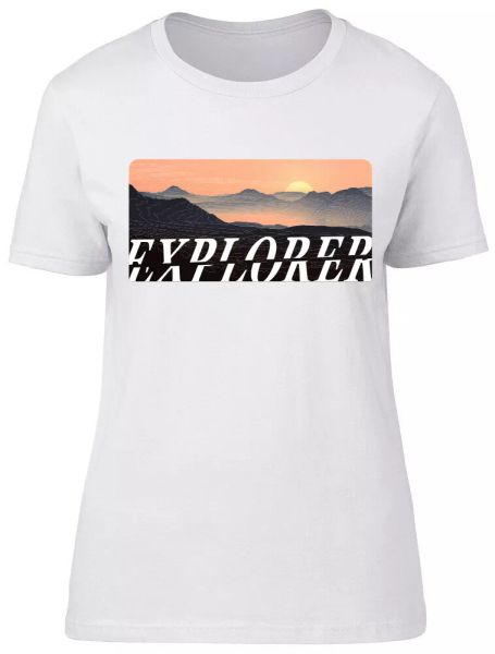 

explorer ladies womens fitted t-shirt, White;black