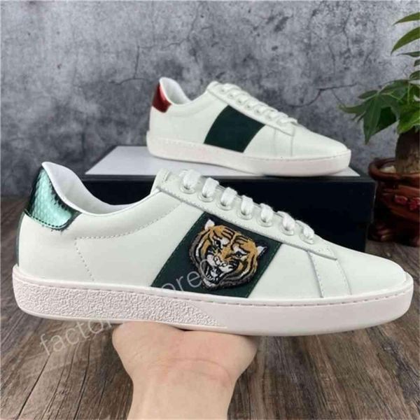 

2021 men women sneaker casual shoes low italy ace bee stripes shoe flat leather snake tiger walking sports trainers chauss ggsneakers, Black