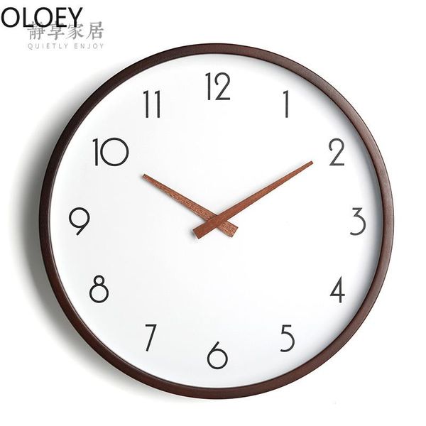 

wall clocks nordic wood clock modern design living room silent mechanism bedroom kitchen office horloge mural home decor