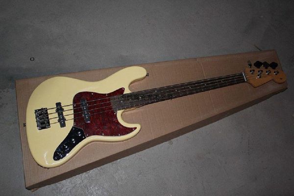 

shipping creamy yellow guitar jazz bass four string electric bass four strings guitar active pickups 9v battery @11