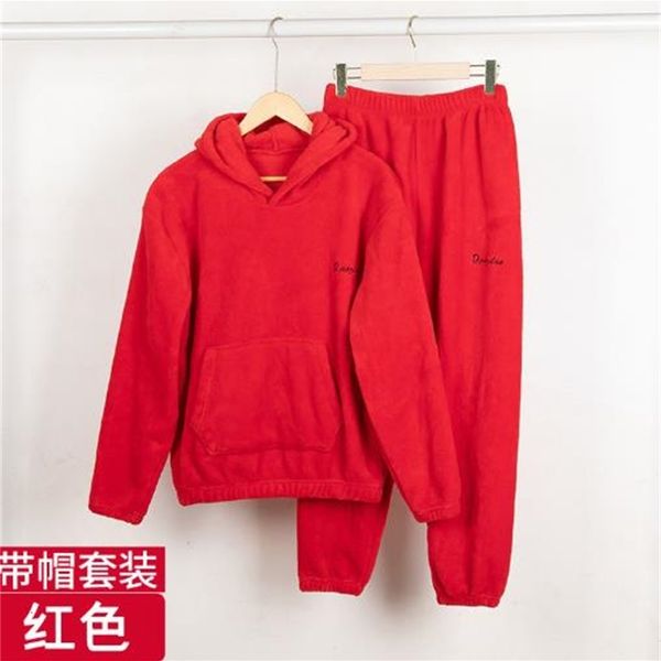 

women's sleepwear coral velvet pajamas fairy warm suit long sleeve pants two piece set student's home clothes thicken winter pijam, Black;red