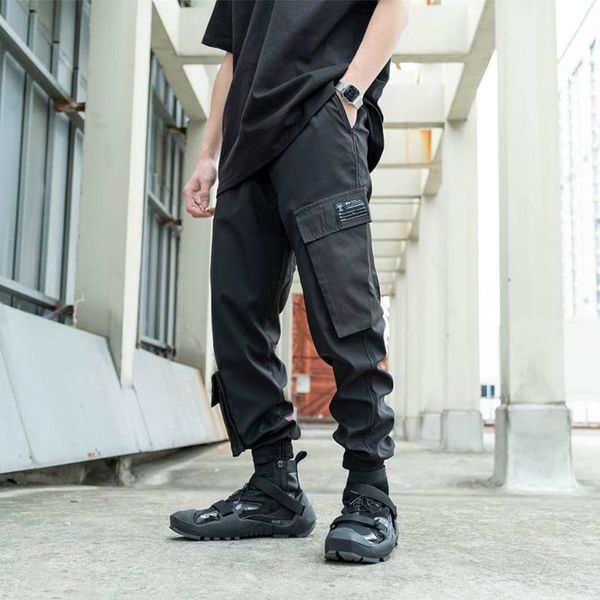 

black cargo pants jogger loose sportwear techwear fasion men's