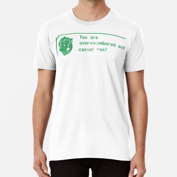 

men's t-shirts you are over - encumbered and cannot run t shirt vegas bethesda pip boy gaming gamer, White;black