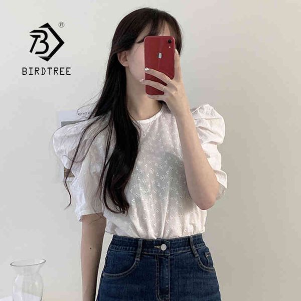 

new elegant lace o necks blouse shirt hollow out floral embroidery feminine blouses women short sleeve t12601x 210419, White