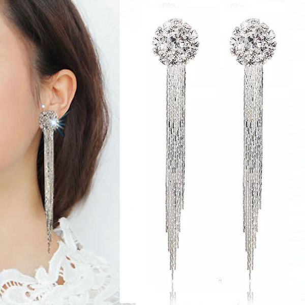 

clip-on & screw back wukaka fashion women flower tessle ear cuff no piercing crystal clip earrings for womens jewelry, Silver