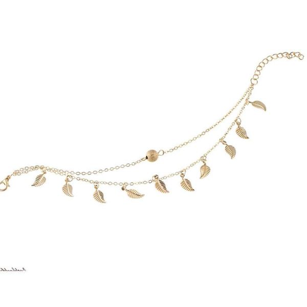 

anklets european and american retro beach style leaf foot ornaments simple double-layer tassel ethnic women's small l, Red;blue