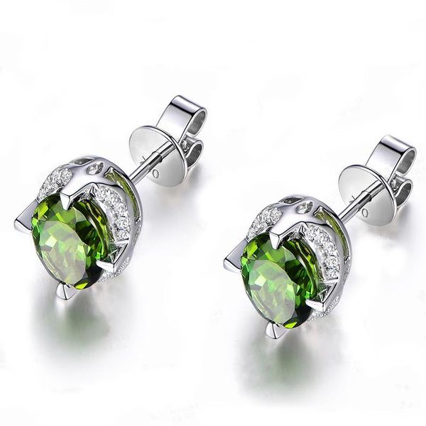 

stud bijox story 100% sterling silver 952 Â stud earringsÂ for women jewelry with emerald gemstones retro style birthday gift wholesale, Golden;silver