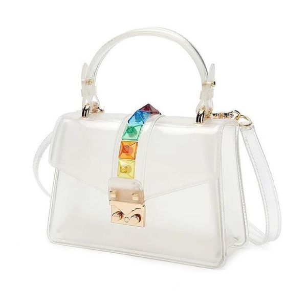 Klare transparente PVC-Umhängetaschen für Damen, Bonbonfarben, Gelee-Geldbörse, solide Handtaschen, Sac A Main Femme, Umhängetasche