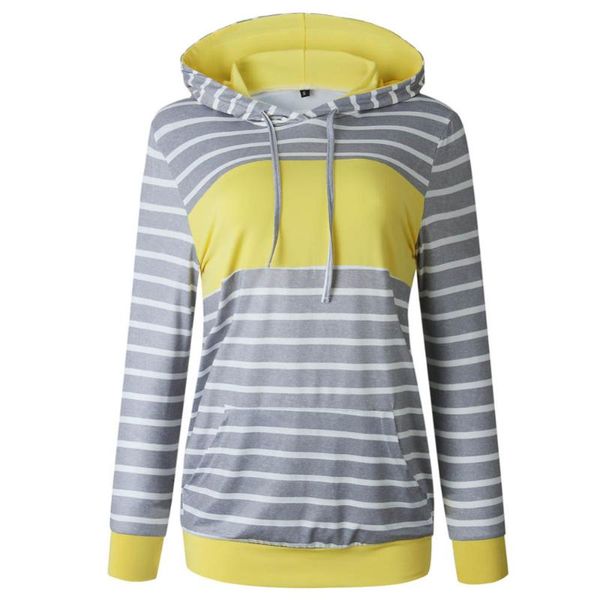 

women's hoodies & sweatshirts sweatshirt 2021 ladies long sleeve striped patchwork pullover women clothing drop, Black