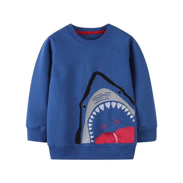 

jumping meters winter spring shark sweatshirts cotton embroidery kids long sleeve fashion sport sweater 210529, Black