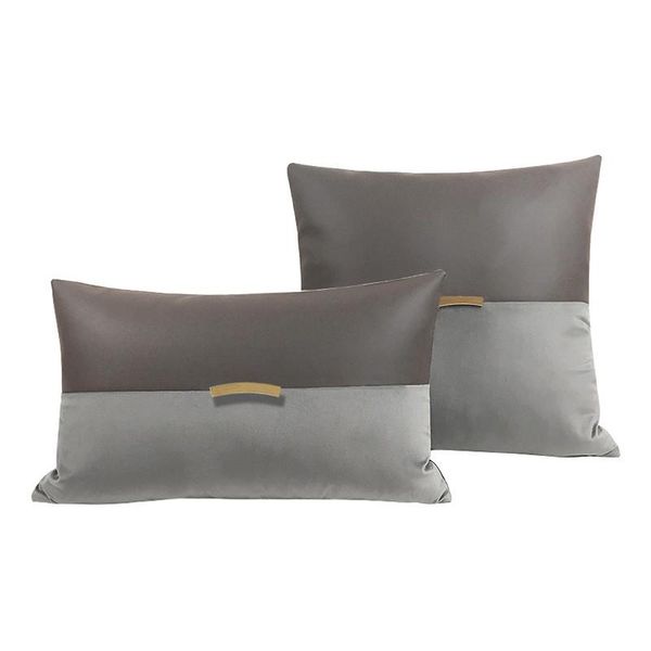 

modern light luxury grey/green/brown pu leather cushion cover metal buckle decorative waist pillowcase lumbar pillow cushion/decorative
