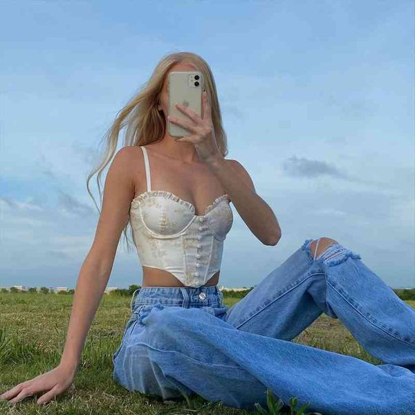 

corset arrivals floral printing womens tanks cropped yellow tube party club, White