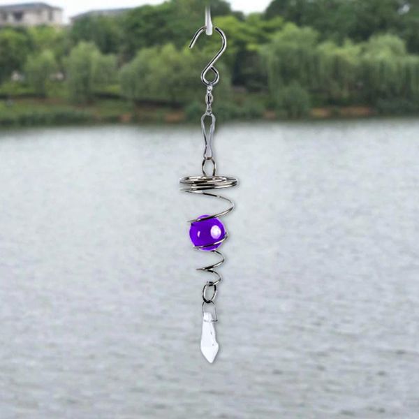 

decorative objects & figurines crystal wind chimes dynamic stainless steel runner with glass ball spiral tail outdoor home decor hook